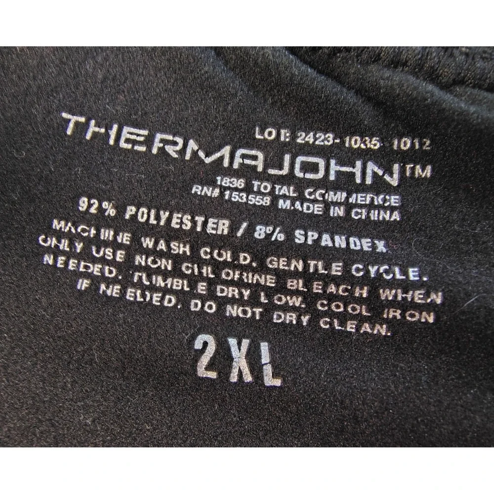 Thermajohn Mens Thermal Leggings Black‎ Base Layer Long Johns 2XL 2423-1035-1012